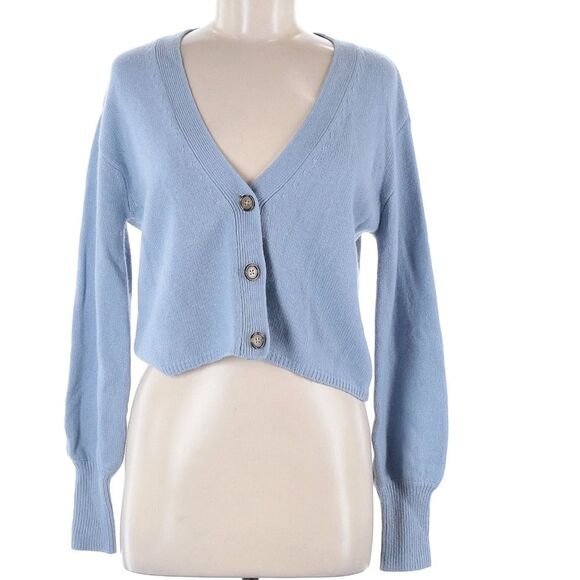 REFORMATION 100% Cashmere Varenne Button Front Cropped Cozy Soft Girl Sweater XS - Picture 2 of 5